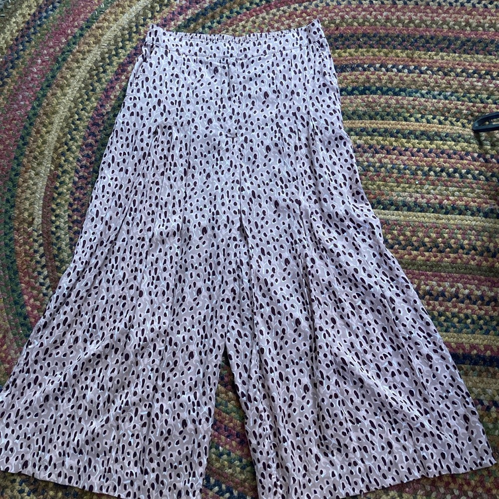 Anthropologie Maeve Isobel Pleated Wide-leg Pant Leopard